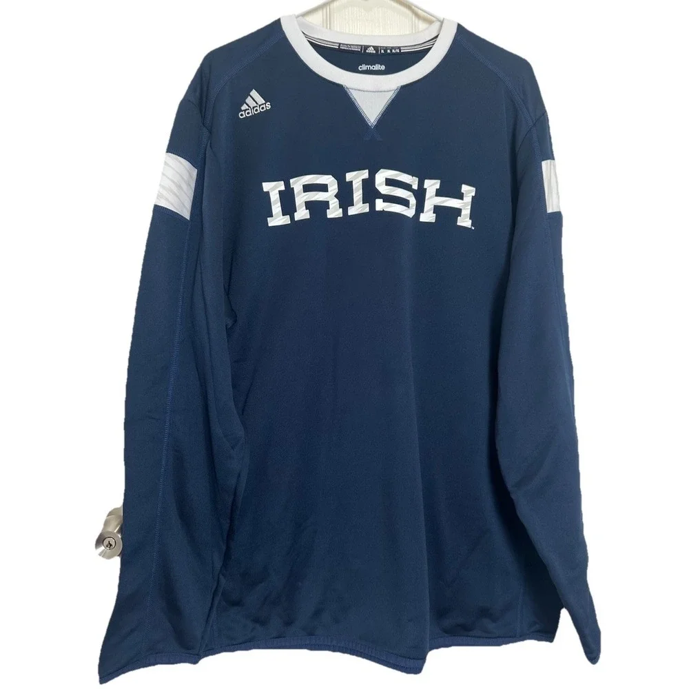 Adidas Notre‎ Dame Shirt Mens Gold Blue Long Sleeve Logo NCAA size mens XL